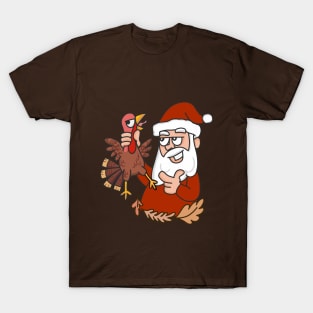 Thanksgiving Santa VS Turkey Fun Fun T-Shirt